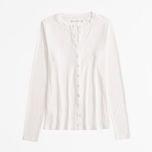 long-sleeve button-through wide rib top